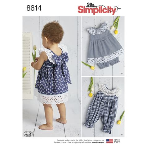 Simplicity Pattern 8614 Babies Dress Romper And Panties