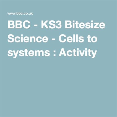 The simplified diagram below may (in isolation) provide the wrong idea. KS3 Bitesize Science - Cells to systems : Activity ...