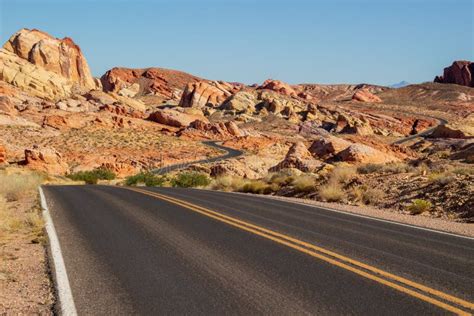 Scenic Drive Road Runs Through It In The Valley Of Fire State Park Near