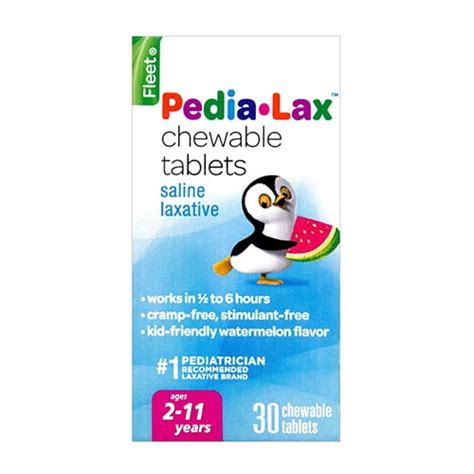 Fleet Pedia Lax Saline Laxative Chewable Tablets Watermelon 30 Ea