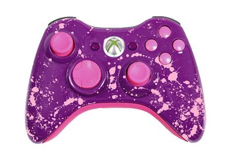 Glossy Purple Custom Xbox 360 Controller With Pink Splatter And Pink