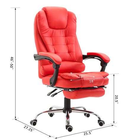 There's a separate lever to recline the back 87° ~ 145° while the lever underneath the seat controls the seat height and locks the chair in an upright position. HOMCOM Executive Style Reclining Office Napping Chair PU ...