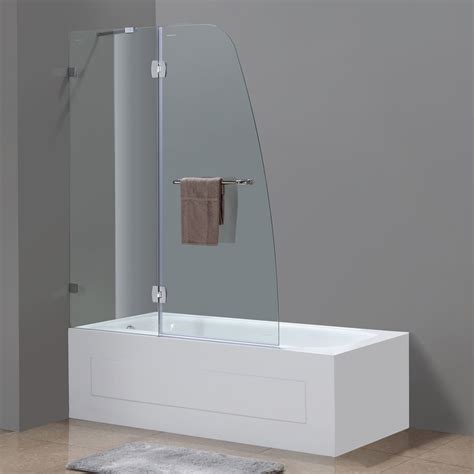 Frameless shower doors are elegant. SOLEIL COMPLETELY FRAMELESS HINGE TUB DOOR | Platinum Bath