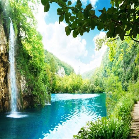 Lfeey 5x5ft Waterfall Nature Scenery Backdrop For