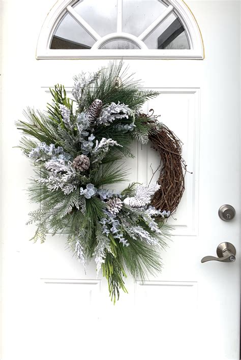 Winter Wreath Christmas Wreath For Front Door Farmhouse Etsy Winter Wreath Christmas