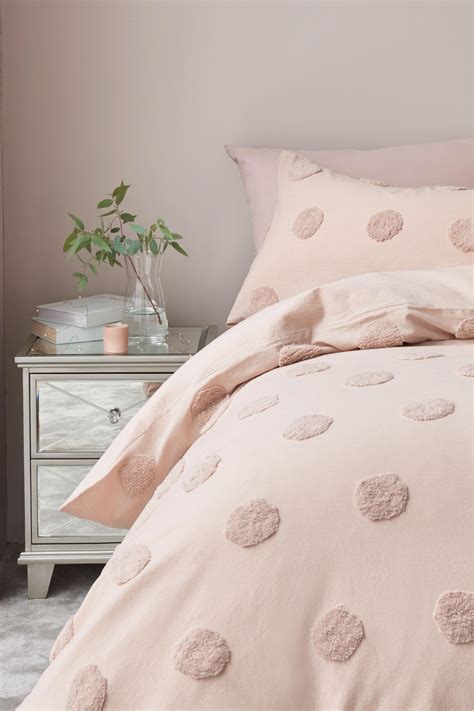 Next Tufted Spot Duvet Cover And Pillowcase Set Pink Bed Linens
