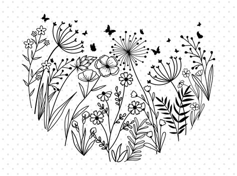 Flower Svg Wildflower Svg Flowers And Leaf Clipart Flower Etsy In My