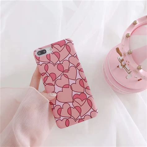 Gimfun Cute Love Heart Pink Phone Case For Iphone 7 7plus 6 6s Scrub