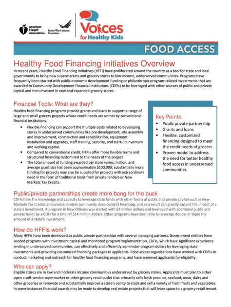 Fillable Online Resources Healthy Food Financing Initiatives Overview
