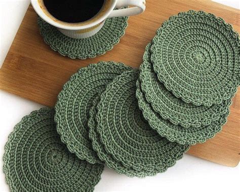 Simple Round Crochet Coasters Set Coffee Coasters Etsy