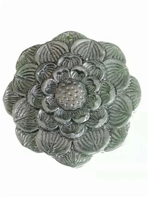 Beautiful Black Jade Hand Carved Lotus Flower Pendant Picclick
