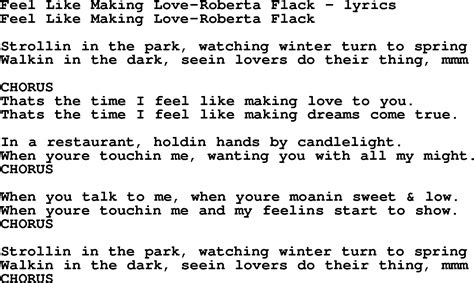 Love Song Lyrics Forfeel Like Making Love Roberta Flack