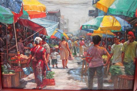 30 Lukisan Keramaian Pasar Tradisional - Referensi Gambar