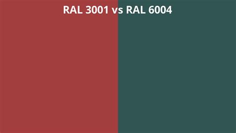 RAL 3001 Vs 6004 RAL Colour Chart UK