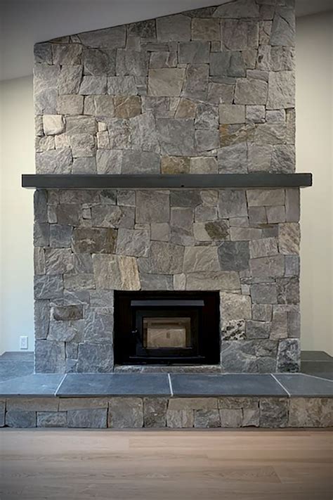 Castle Stone Fireplace Modern Rustic Mantel Shelf Stacked Stone Veneers