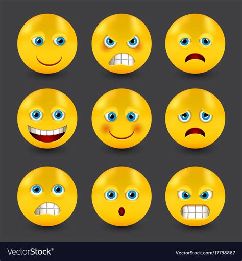 Group Of Smiley Emoticons Emoji Royalty Free Vector Image