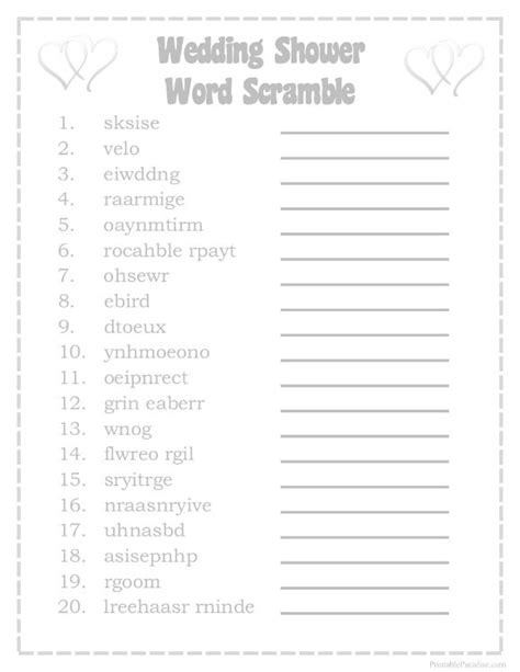 Word Scramble Game For Bridal Shower Lillie Jordans Word Scramble