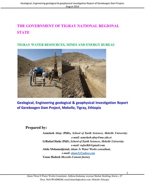 Pdf The Government Of Tigray National Regional State Tigray Water