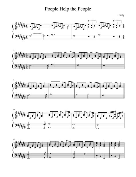 People Help The People Birdy Sheet Music For Piano Solo