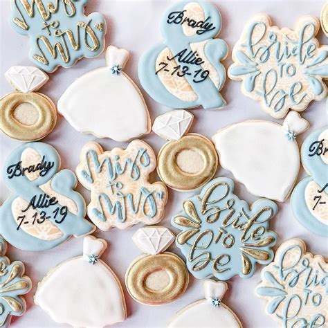 Wedding Bridal Shower Shortbread Cookies With Royal Icing