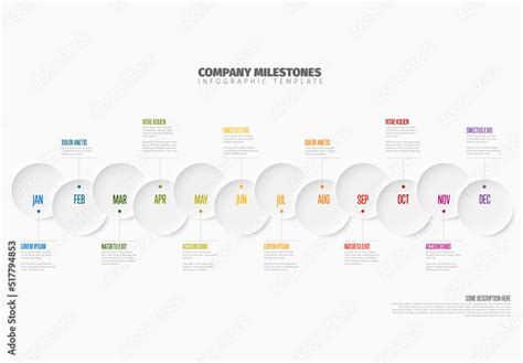 Infographic Full Year Timeline Template With Light Circle Elements