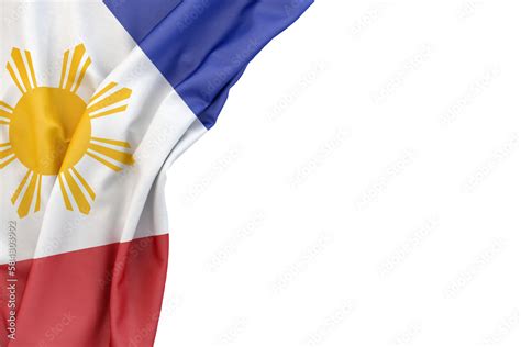 Flag Of Philippines In The Corner On White Background D Rendering