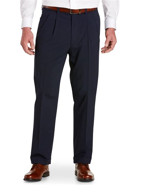 Mens Big And Tall Gold Series Perfect Fit Waist Relaxer Hemmed Pleated