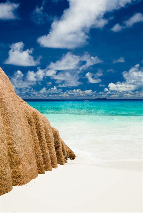Seychelles Island Landscape Rocks Turquise Sea Clouds Blue Sky