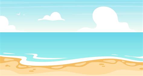 Ilustración De Vector Plano Plano De Playa Océano De Verano Diseño De