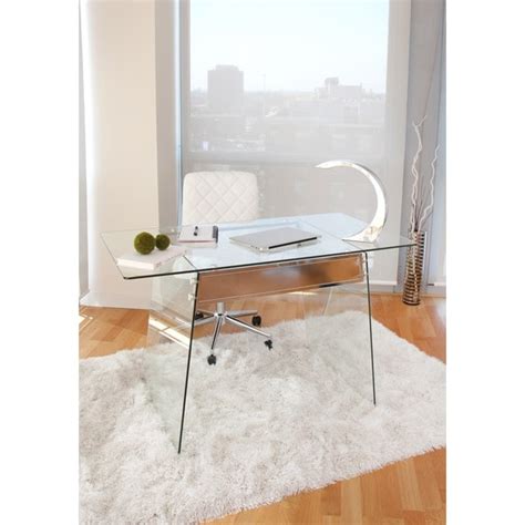 Glacier Modern Glass Home Office Desk Free Shipping Today Overstock
