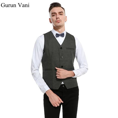 Buy Stripe Single Breasted Dress Vests For Men Slim