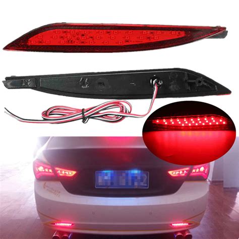 2pc LED Lens Rear Bumper Reflector Brake Tail Light For Hyundai Sonata