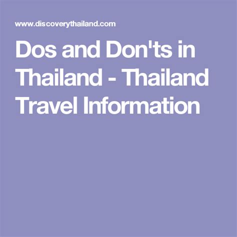 Dos And Donts In Thailand Thailand Travel Information