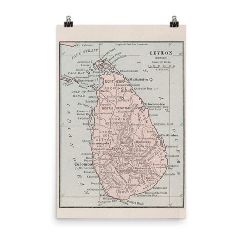 Old Sri Lanka Map 1912 Vintage Ceylon Island Atlas Poster Etsy