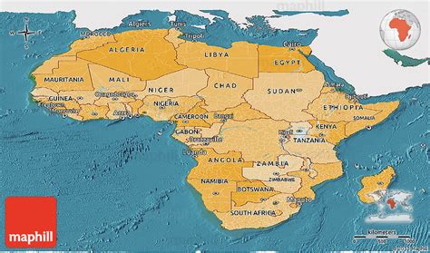 Political Shades Panoramic Map Of Africa Single Color Outside