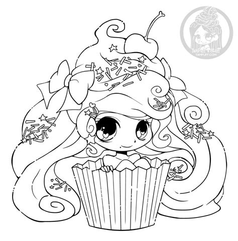 Chibi Cupcake Par Yampuff Coloriage Gratuit Imprimer Cupcake Coloring