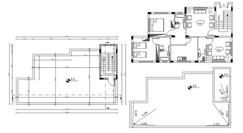 Residence 2 Bhk Furnished Bungalow Floor Plan Drawing Cadbull