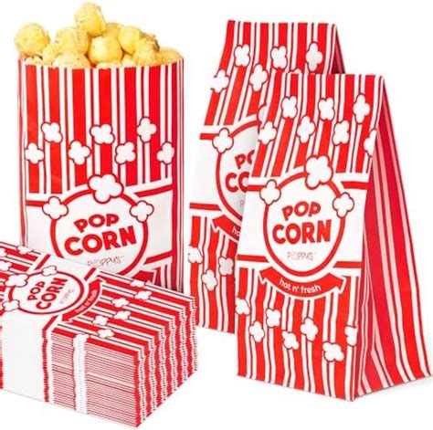 Poppys Flat Bottom Paper Popcorn Bags 50 Pack 2 Oz