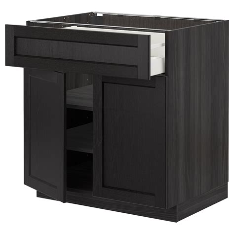 Metod Base Cabinet With Drawer2 Doors Blacklerhyttan Black Stained 80