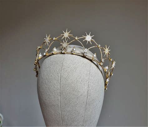 star crown bridal tiara star celestial crown wedding star etsy