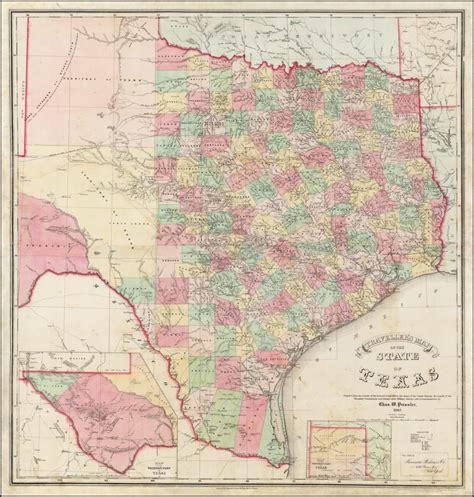 Travellers Map Of The State Of Texas Compiled From The Records Of