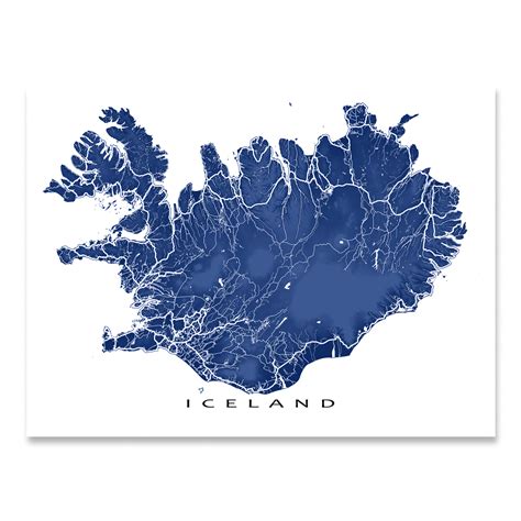 Iceland Map Wall Art Print Topographic Iceland Poster Maps Reykjavik