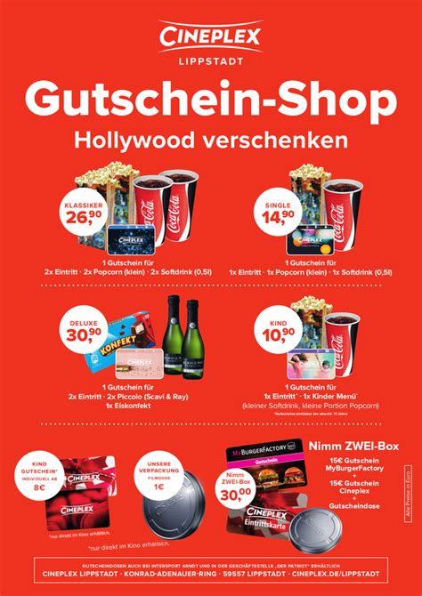 12x 5 euro gutschein von cinemaxx. Cineplex-Gutscheine - Cineplex Lippstadt