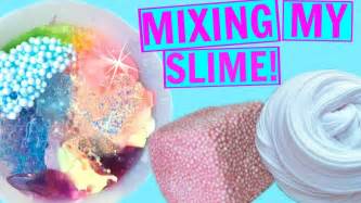 Mixing All My Slimes Slime Smoothie Diy Fluffy Slime Without Glue Or