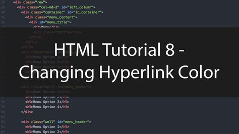 Html Tutorial 8 Changing Hyperlink Color Youtube