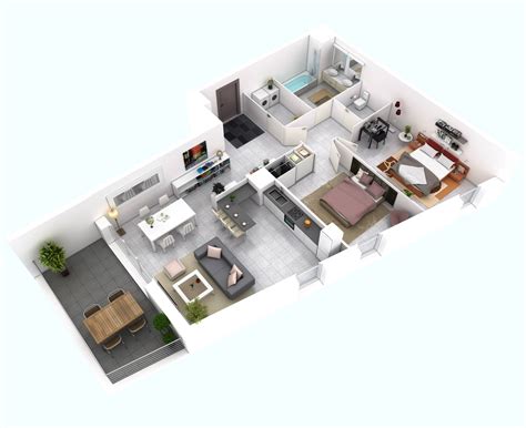 25 More 2 Bedroom 3d Floor Plans