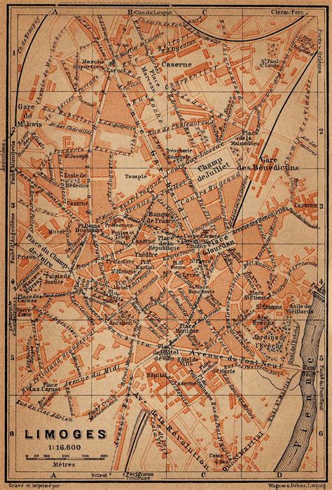 Limoges Limousin Region France Antique Map Map Limoges