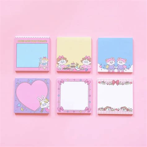 50 Sheets Cute Girl Korean Sticky Notes Memo Pad Kawaii Stationery