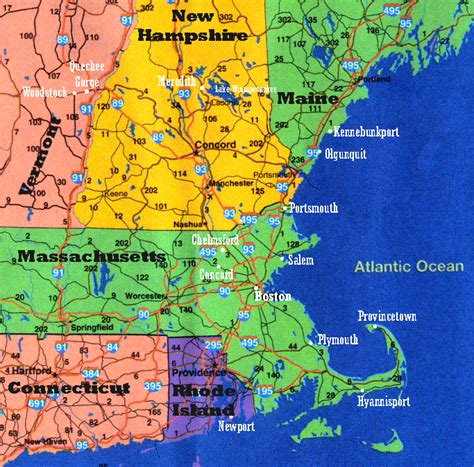 Map Of New England Coast Map Of The Usa With State Names