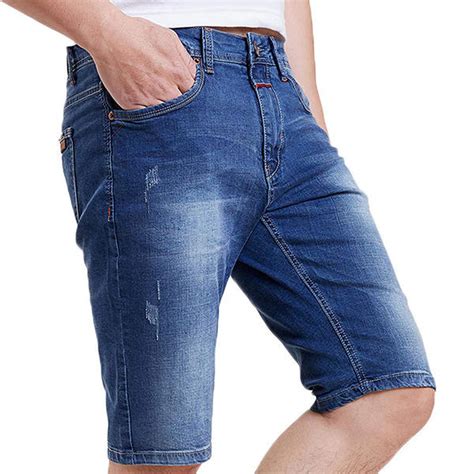 2019 Denim Breeches Knee Length Casual Jeans Mid Rise Slim Fit Denim Shorts Big Size Short